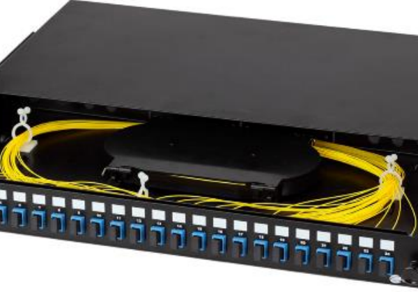 FPSLSCSX0241B-Opterna-19-nloaded-1U-Sliding-Patchpanel-24-SC-Simplex-LC-Duplex-Port-Black-600x420