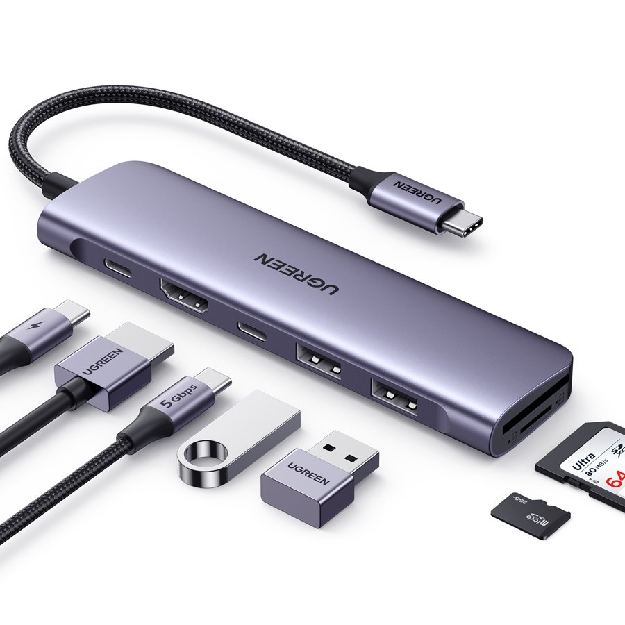 UGREEN Revodok 1071 7-in-1 USB-C To HDMI+2*USB 3.0 A+ USB-C+SD/TF+PD Converter (15214 / CM195)