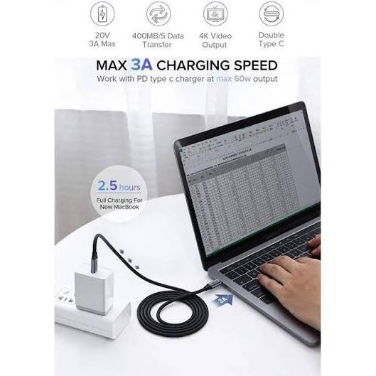 UGREEN USB 3.1 Type C Male to Type C Male Cable Nickel Plating Aluminum Shell 1.5m (Gray) (50751 / US161)
